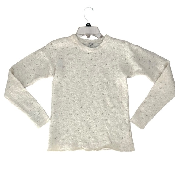 IRO Paris Genna Alpaca Blend Sweater White Loose Knit Crew Pullover Small $349 - Picture 1 of 7